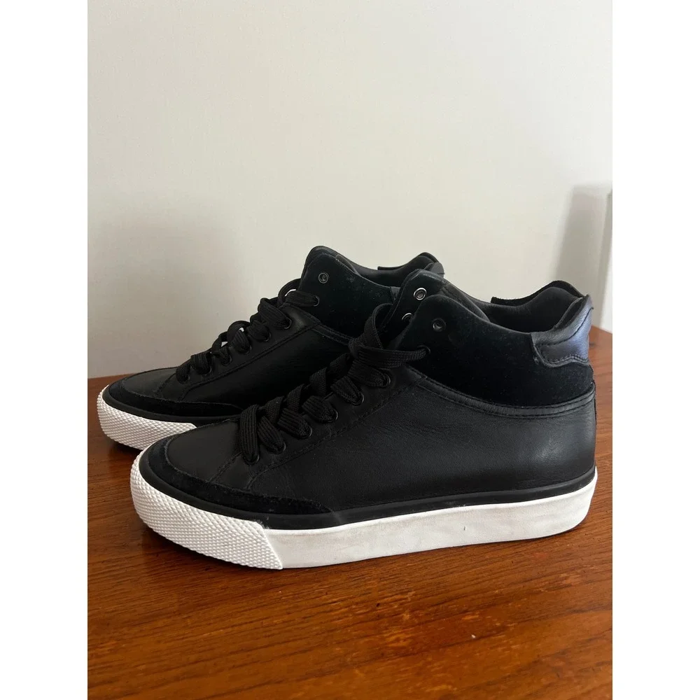 Rag & Bone Black Leather Suede High Top Sneakers Size 38 White Sole